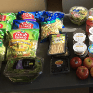 Packaged greens and fresh fruit were also frequently donated.