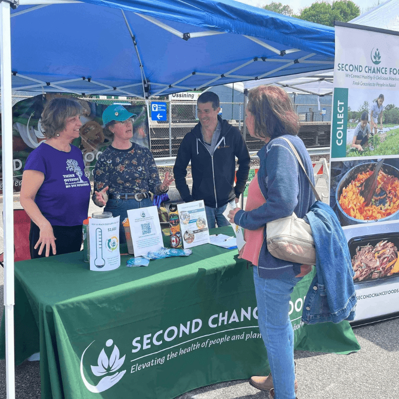 Jean with board members Helen and Jason running the Second Chance Foods booth at Green Ossining Earth Day