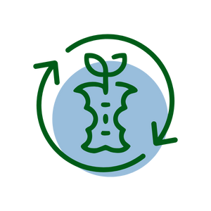 line icon of an apple core with circle arrows around it